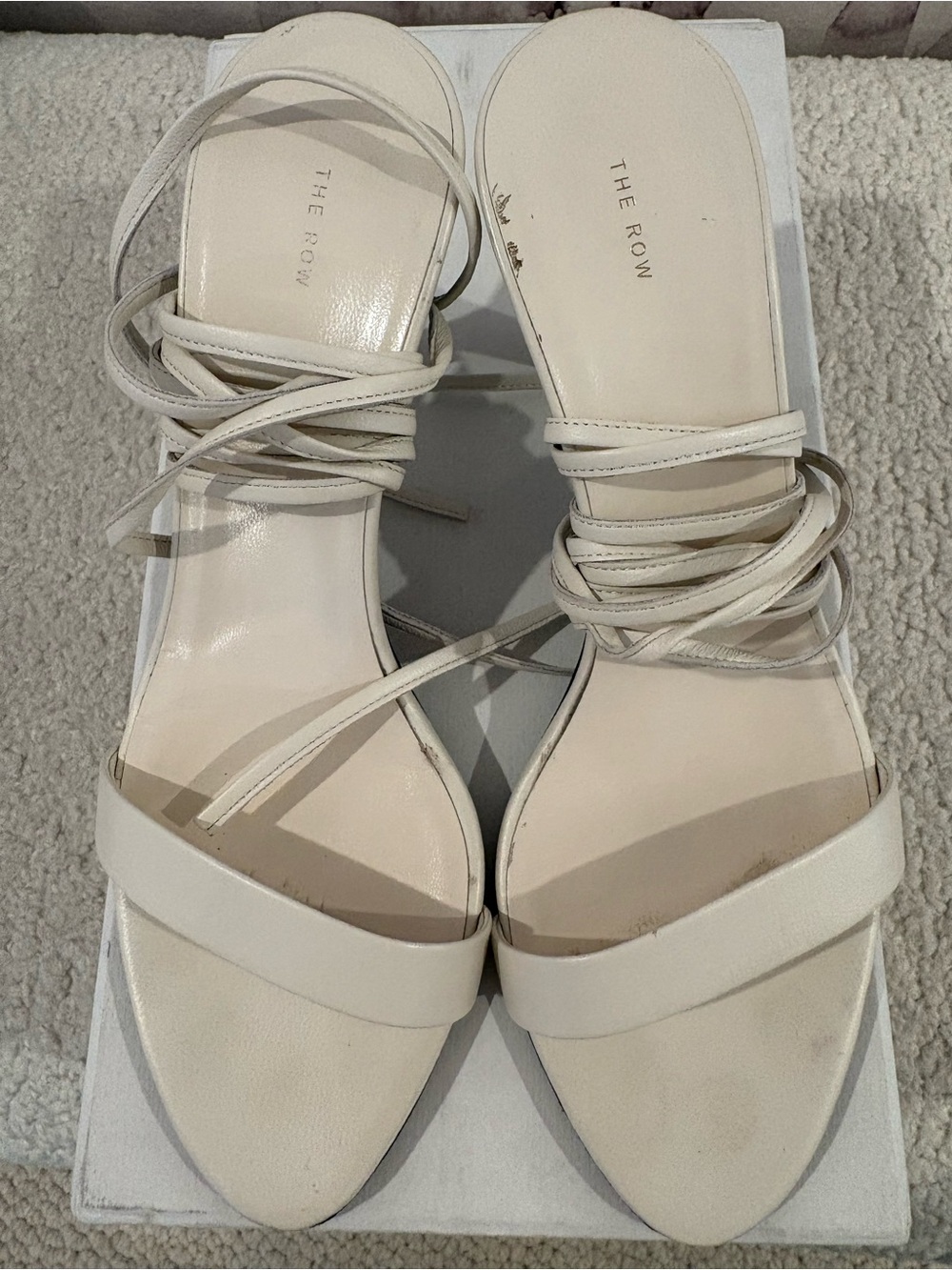 The Row Cream Leather Wrap Sandal - Cream size 37.5